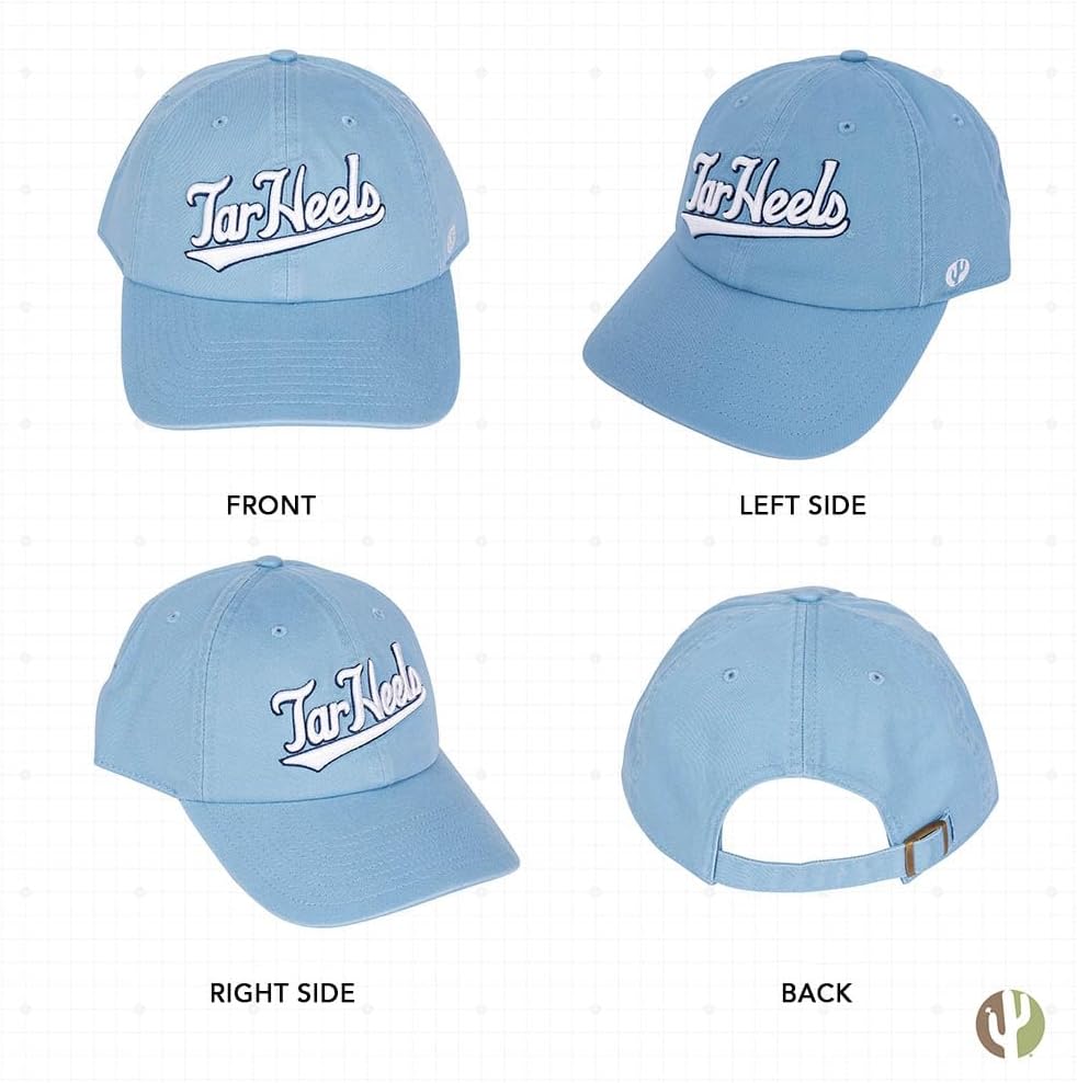 Desert Cactus University of North Carolina Baseball Hat UNC Chapel Hill Tar Heels Brimmed Embroidered Hats Cap Adjustable Cloth Strap Adult (Style H1) Blue - Image 3