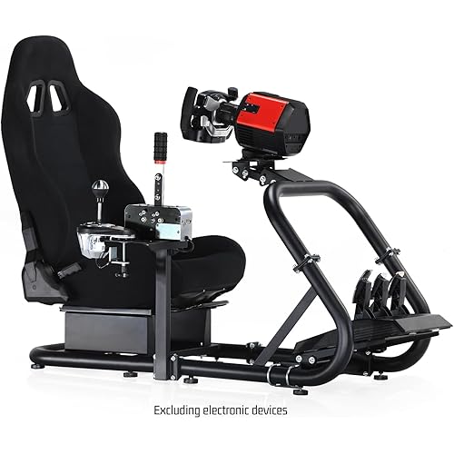 Hottoby Racing Simulator Cockpit With Black Seat Fit for Logitech G29 G920 G923,for Thrustmaster T300,for FANATEC Shifter Platform Upgrade,Double Arm Triangle Support,No Steering Wheel,Pedal,Handbrake
