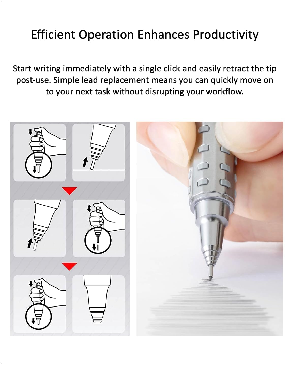 Orenz AT 0.5 4 Color Set (Dark Red, Dark Blue, Gray, Silver) + Ain 0.5 HB/B/2B leads, qullity original Black slim pen case