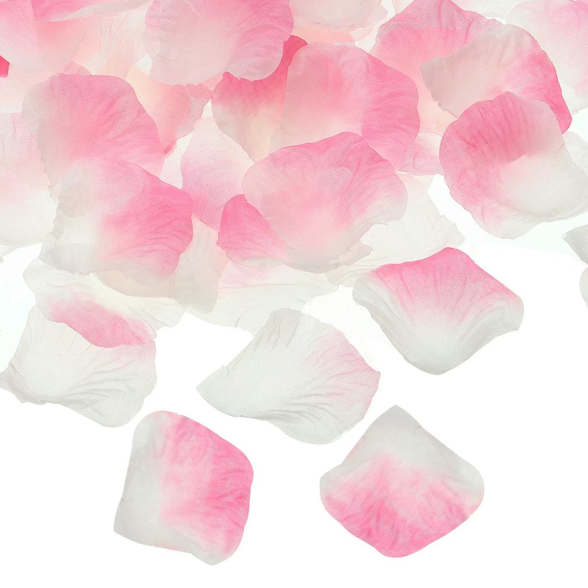 Pétales de rose artificielles en soie rose et blanc pour décoration de mariage - 1000 pcs