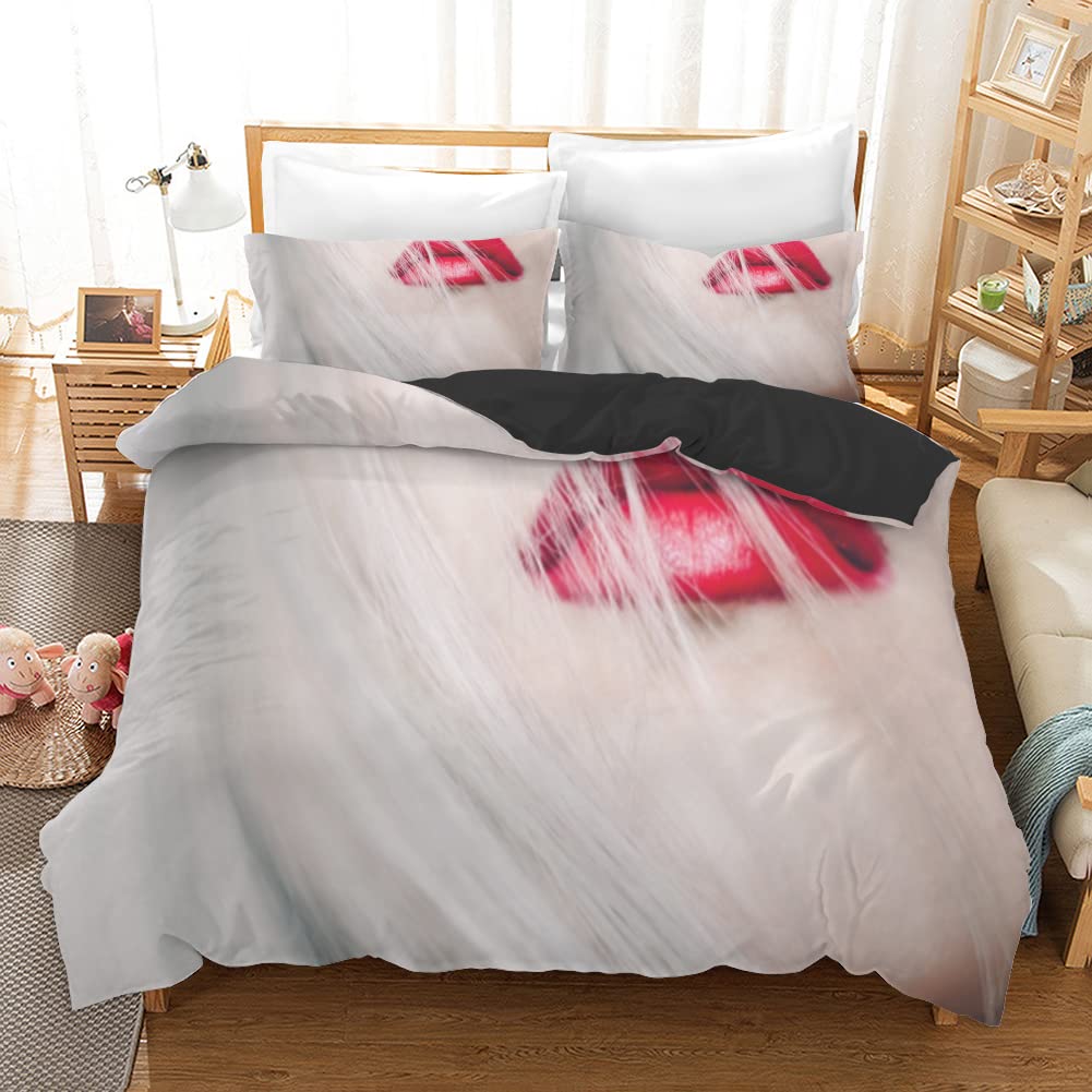 Parure de lit 160x200 microfibre blanche 110g avec fermeture éclair anti-glissement