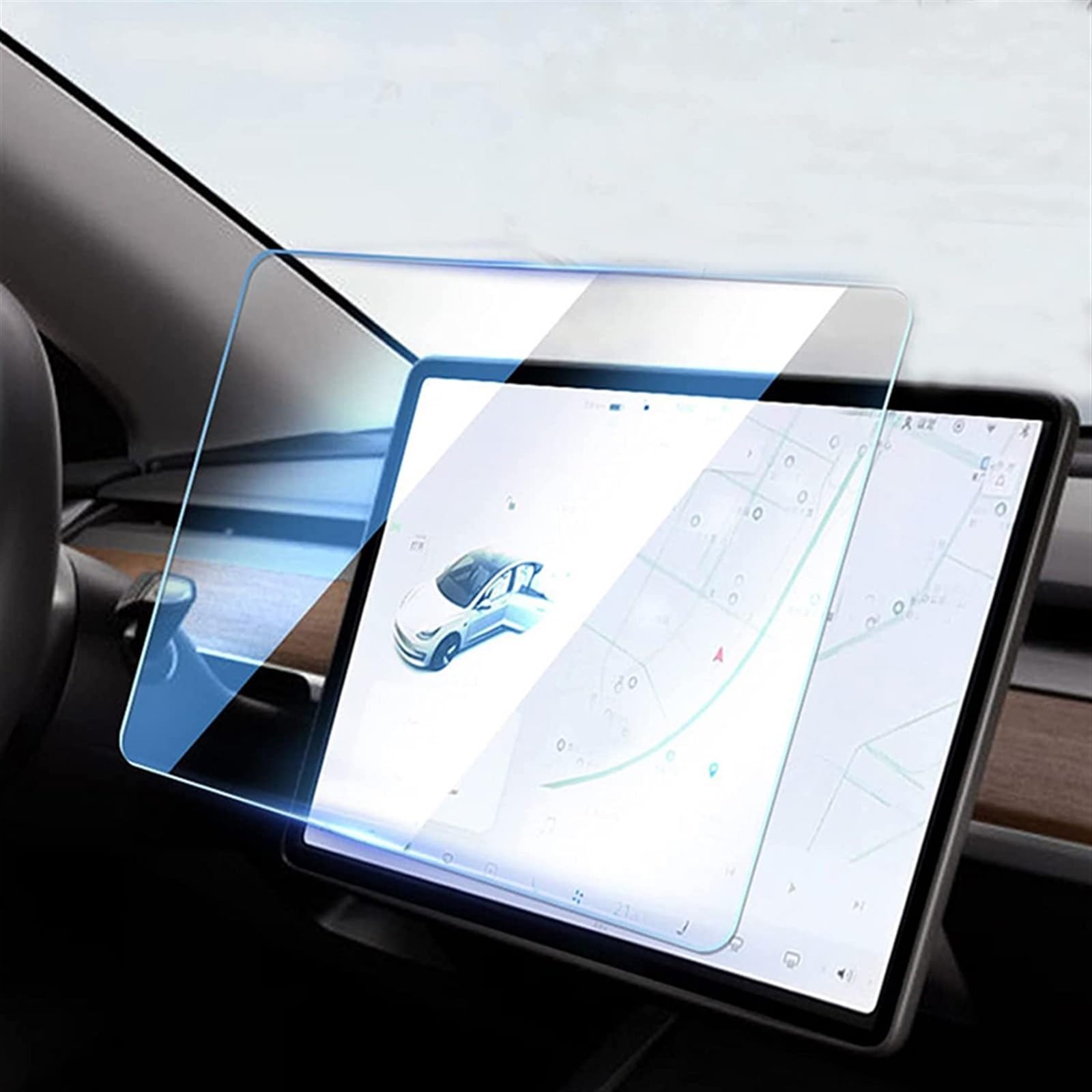 Navigation Pellicola Compatibile con Tesla per Model 3 per Model Y Car Center Control Screen Pellicola Vetro Pellicola Vetro Temperato Protezione per Touch Screen 15 Pollici | Veicolo Centro Controllo Schermo Vetro Pellicola Vetro temperato Pellicola Sche