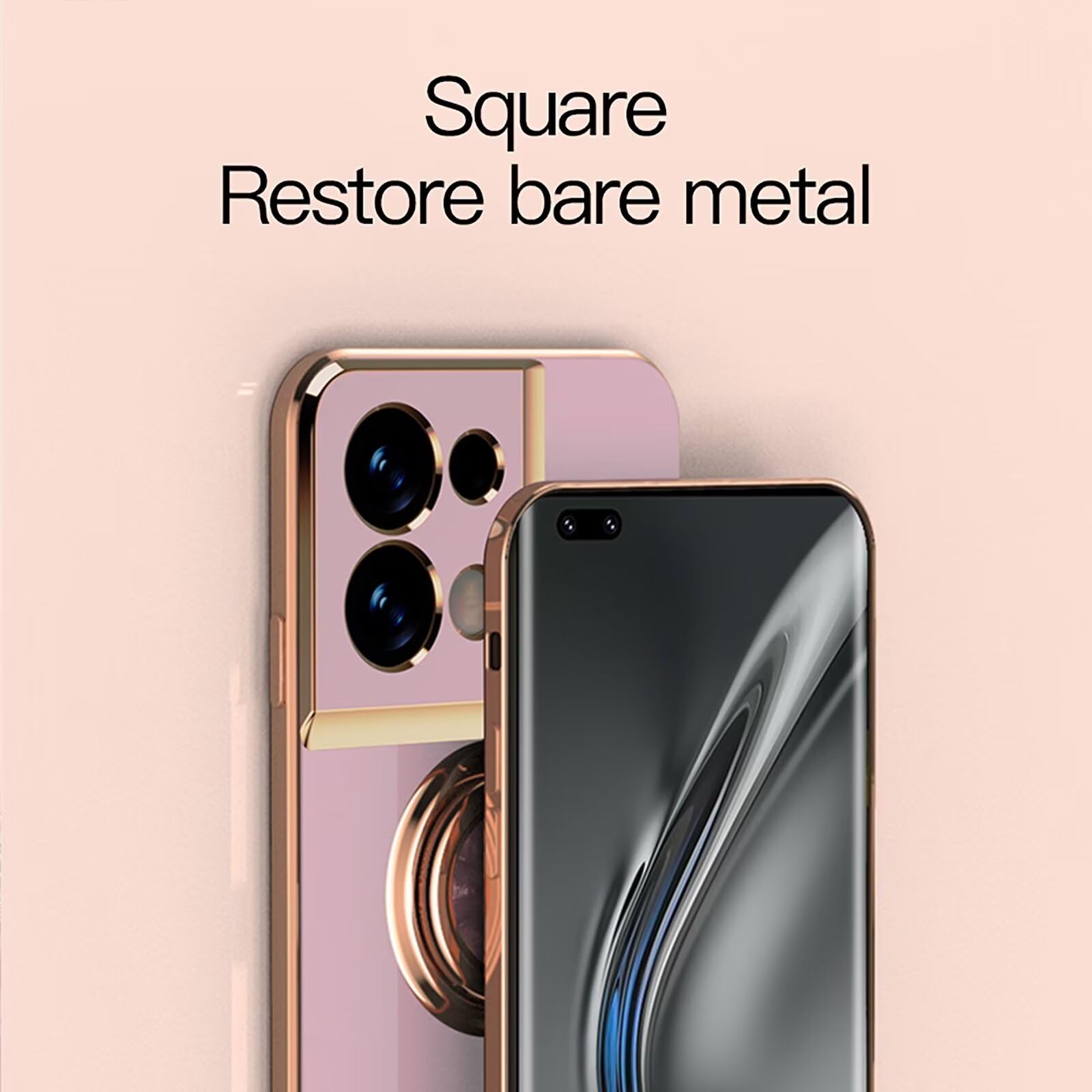 Jeelar ESONG Cover per Xiaomi Redmi Note 13 Pro 5G,Custodia Antiurto Ultrasottile da Donna,Placcatura TPU Silicone Protettiva Case con 360° Magnetica Anello Ring Supporto-Nero