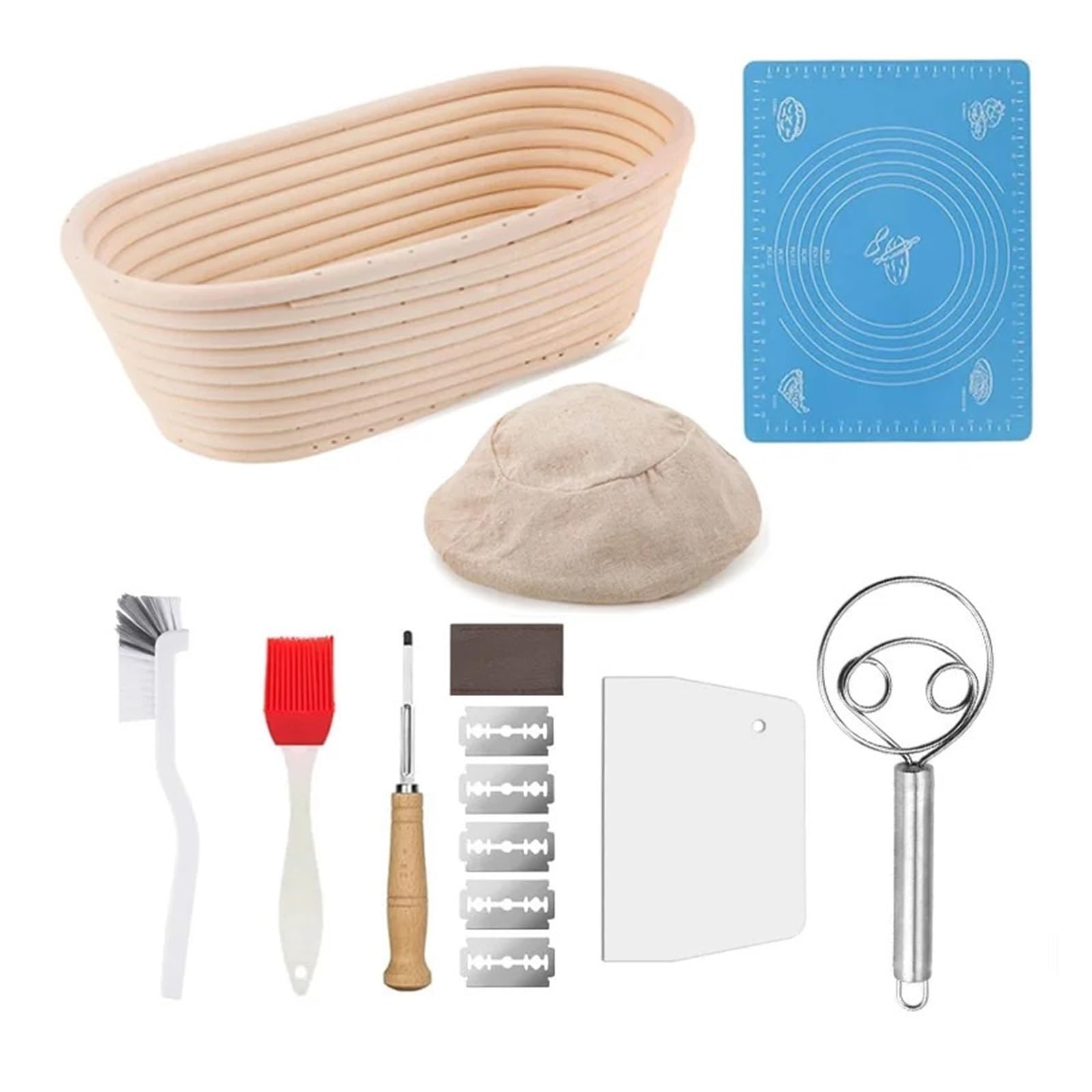 bread proofing basket, 5/8pcs Oval Round Rattan Wicker Dough Sourdough Baskets Cane Baking Fermentation For Bread(30x8 5pcs)