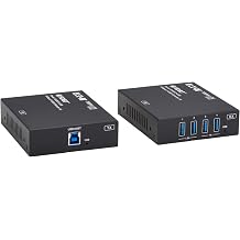Tripp Lite 4-Port USB Extender Over Ethernet Kit, HDBaseT-USB3 Over Cat6a, 5 Gbps USB-A 3.2 Gen 1, Up to 328 Feet / 100 Meters, Power Over Cable, RS-232, TAA Compliant, BHDBT3-USB