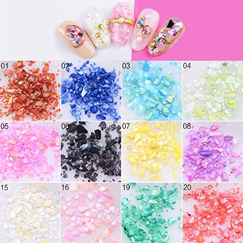 MEILINDS Nail Art Crushed Shell Seashell Set 3D Design DIY Ocean Pieces Sequins Decoration 12 Colors