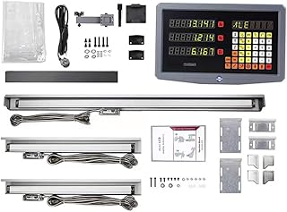 3 Achse Digitalanzeige Kit GUILOPOER 5µm Digitalanzeige mit 3 Axis Linear Maßstab für CNC-Fräsen Elektronische Linearwaage Fräsmaschinen Positionsanzeige (150mm+200mm+850mm)