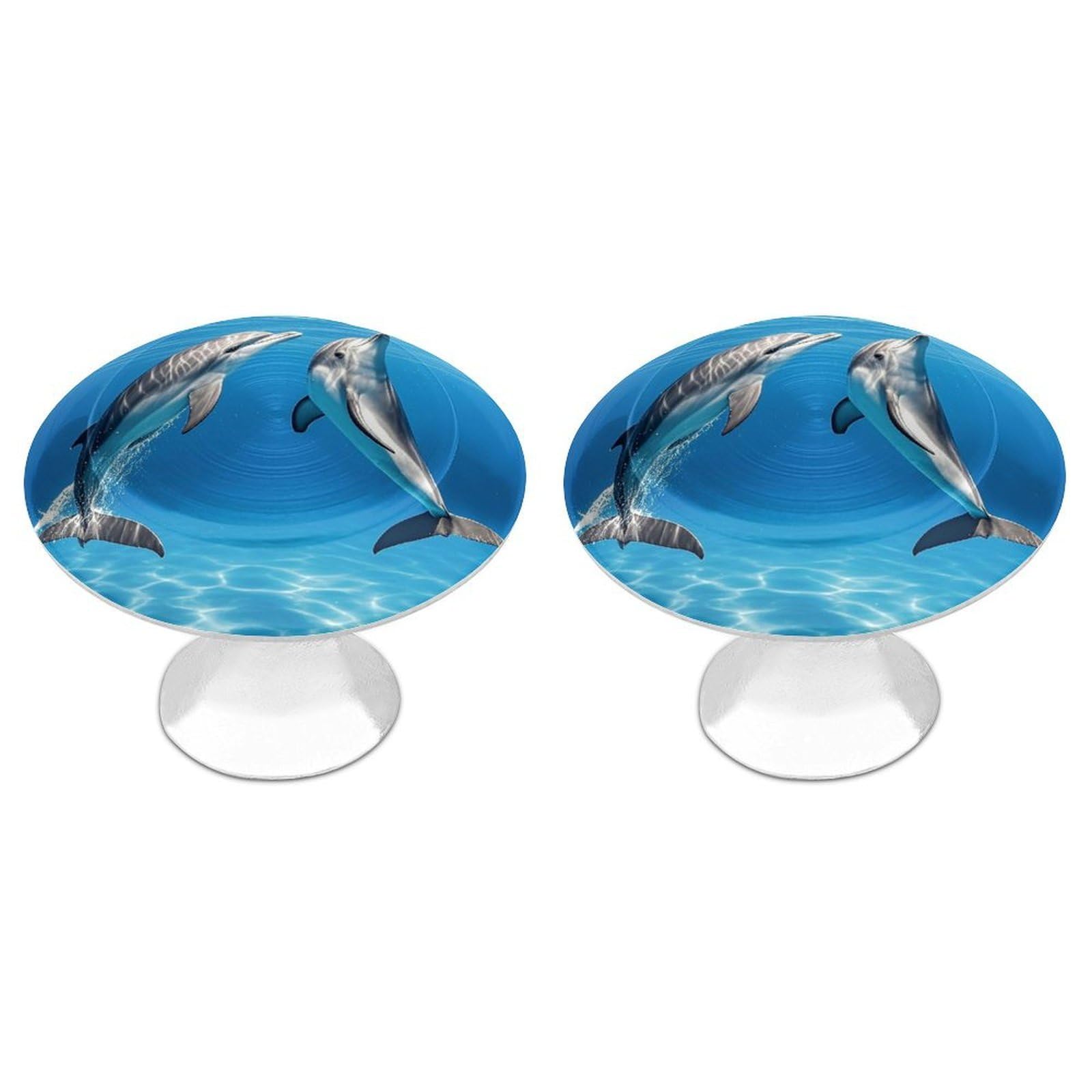 FekiLoot Two Dolphins Cabinet Knobs 2 Pack Stainless Steel Round Dresser Drawer Knobs Kitchen Drawer Hardware Dresser Knob Closet Door Pulls Cabinet Handles for Cupboard Drawer Pulls