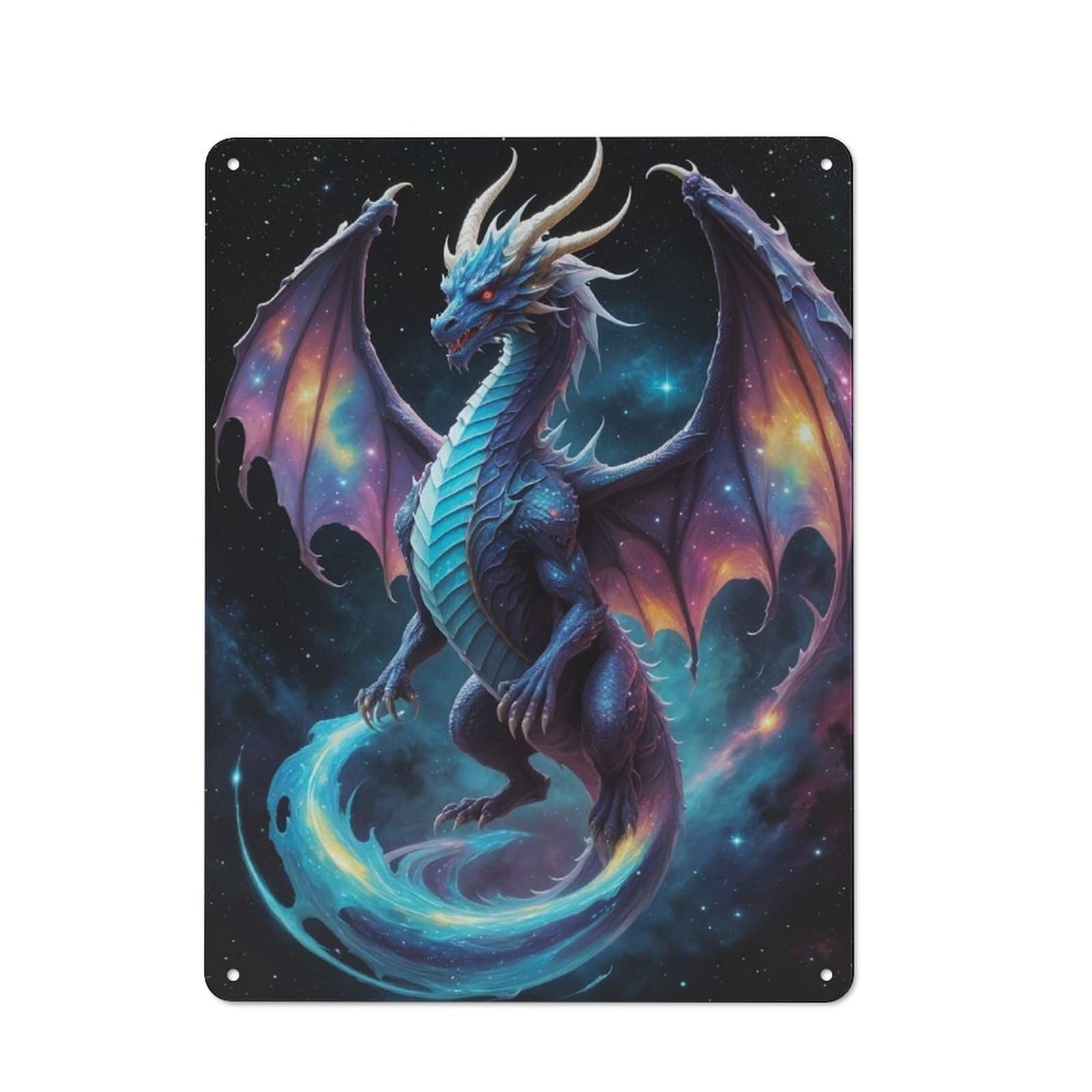 Junmoney Cosmic Space Dragon Retro Metal Wall Sign 40X30cm For Home Office Or Studio, Winter Wall Decor For Home Office Decor Fans