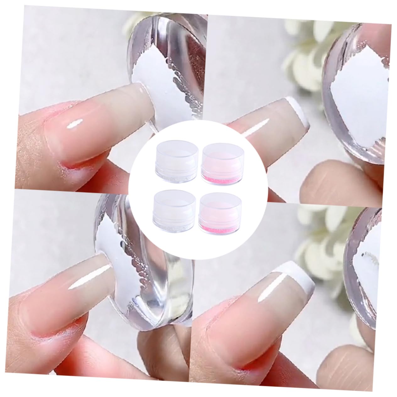 8 Piezas Sello De Uñas Estampador De Uñas Francés Herramienta De Uñas Francesa Herramientas Para Estampar Uñas Kits De Adornos Gel De Esmalte De Uñas Decorar Manicura Gel De Sílice