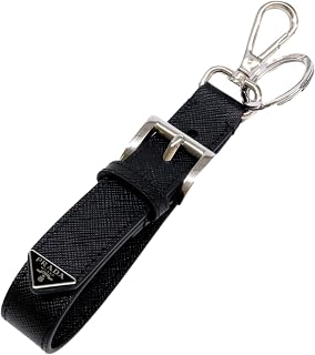Prada Saffiano Belt Strap Keychain Charm, Nero Black