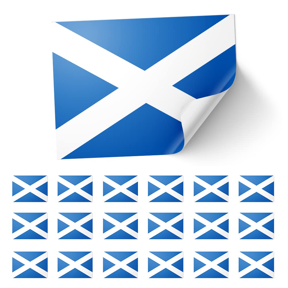 20 X Scotland Stickers – Glossy Scottish Flag Decals 8.5cm x 5.5cm – St Andrew’s Cross Saltire Stickers for Laptops, Cars, Scrapbooks, and Crafts