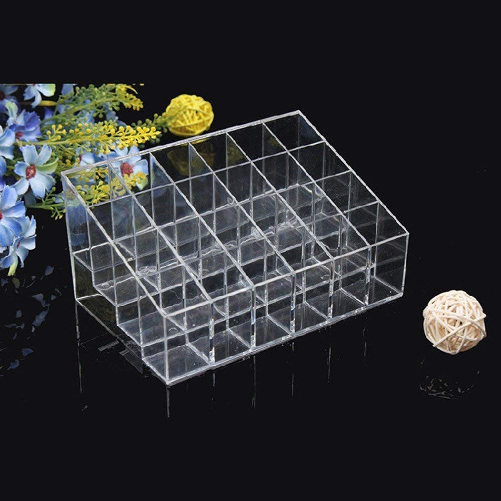 RutviRoshan Transparent Acrylic 24 Lipstick Display Stand Case Casket Makeup Holder Cosmetic Storage Box 3