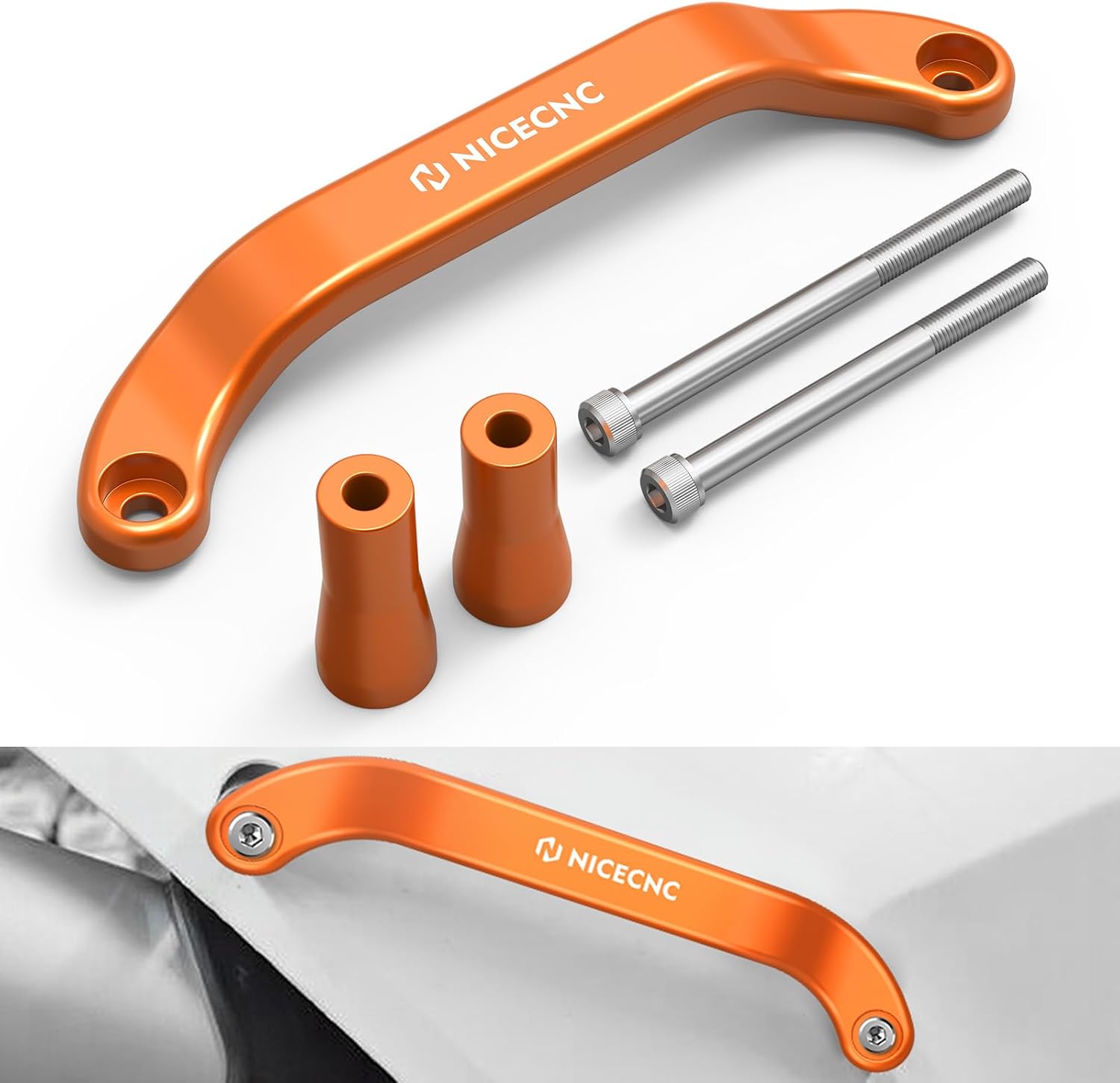 NICECNC Forged Rear Lift Grab Handle with Bolt Kits Compatible with KTM 125-500 EXC EXCF XCW XCF-W 2024 SMR 450 2023,Compatible with Husqvarna 125-450 FC FX TX TC 23-24 125-501 TE FE 2024, Orange