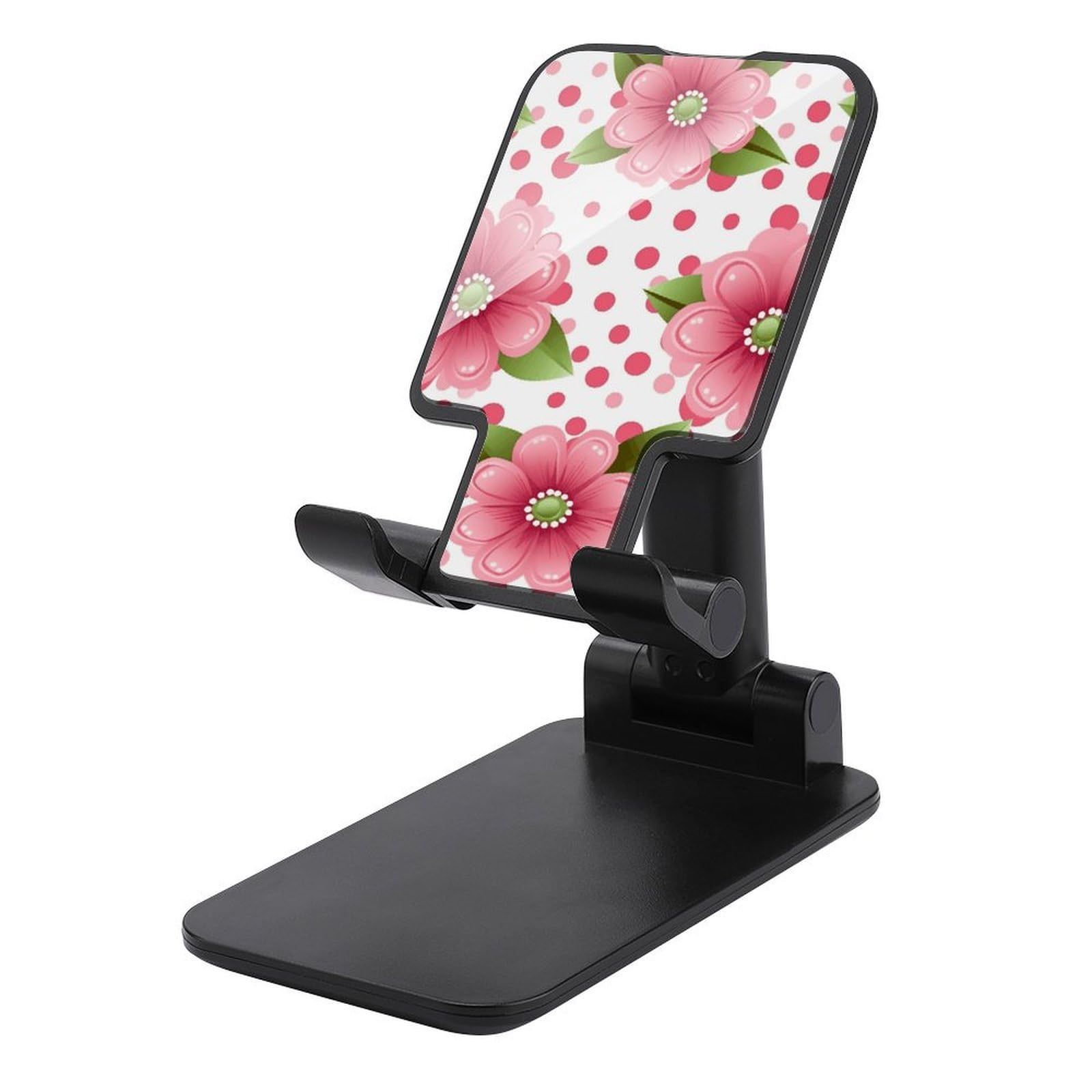 Support téléphone bureau pliable fleurs roses pour visioconférence