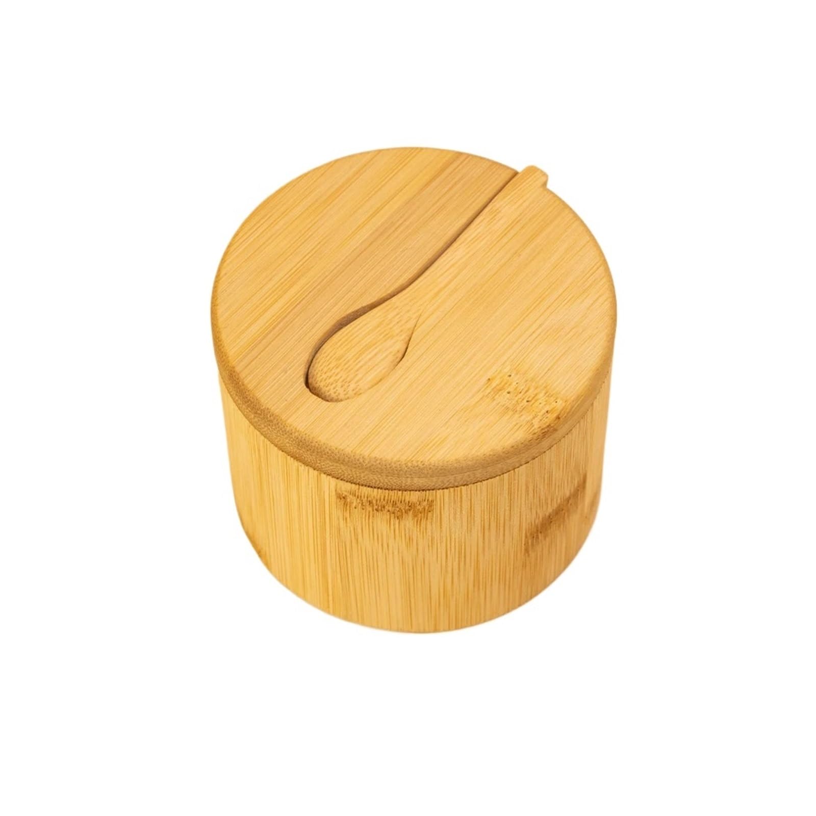 LuoAXINN Wooden Salt Cellar Salt Pepper Condiment Set with Magnetic Lid Wooden Jars Sugar Container Spice Storage Pot(Color 1)