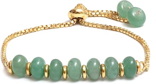 Gempires Green Aventurine Beads Bolo Bracelet - Adjustable Bracelet for Women with Gold Plating (Aventurine) Gempires Green Aventurine Beads Bolo Bracelet - Adjustable Bracelet for Women with Gold Plating (Aventurine)