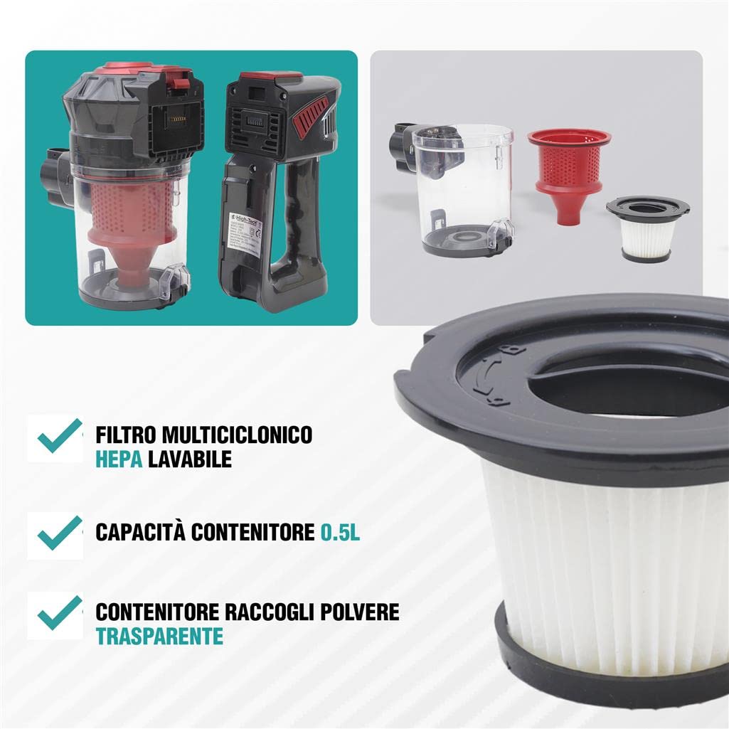 High-Tech ASPIRAPOLVERE MULTICICLONICO WIRELESS DA 120 W