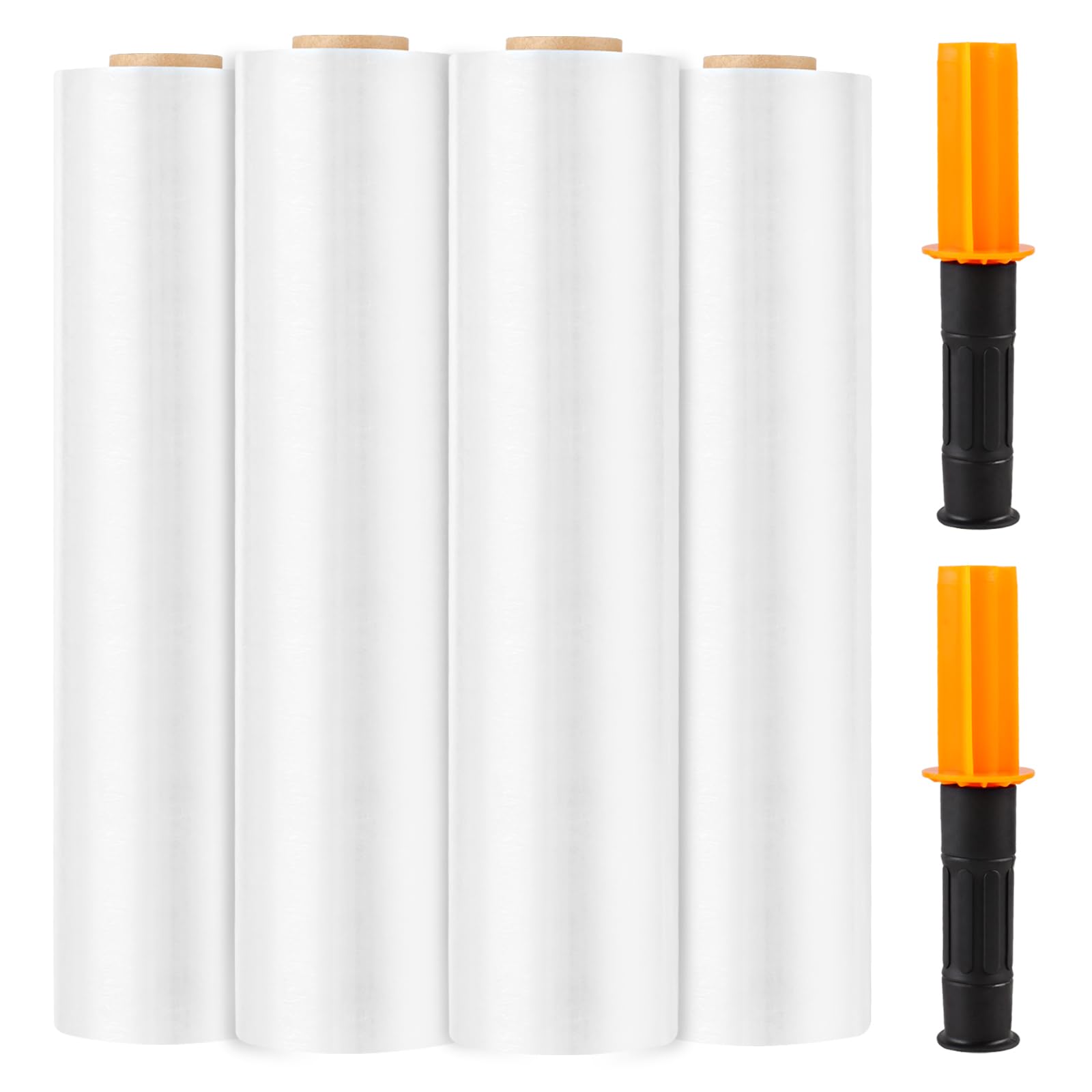 Stretch Wrap Film, 15" x 1000ft Shrink Wrap for Pallet Wrap, 60 Gauge 500% Stretch Industrial Strength Wrap with Handles, Moving Wrapping Plastic Roll
