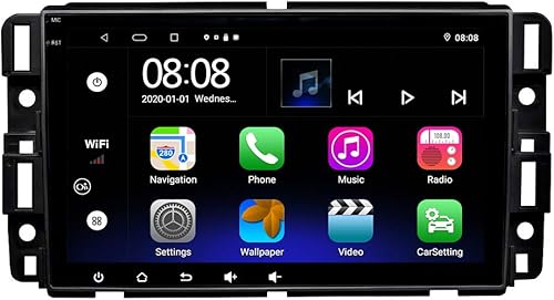 LEXXSON Android 10.1 coche estéreo 8 pulgadas pantalla táctil capacitiva GPS Bluetooth reproductor USB soporte Carplay 2G+32G para GMC Savana Sierra