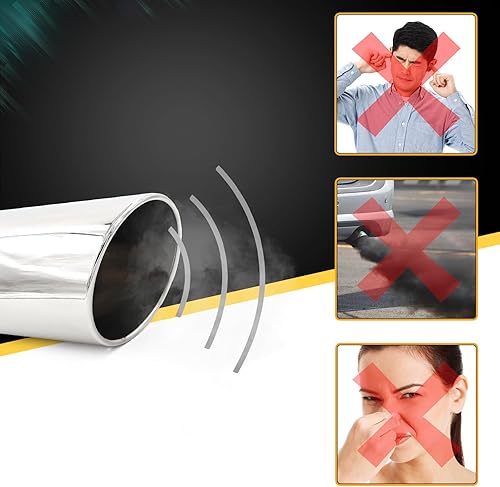 Miniatura 7 de 5" entrada 7" salida 15" longitud total pulido diesel universal acero inoxidable enrollado borde cola puntas atornilladas