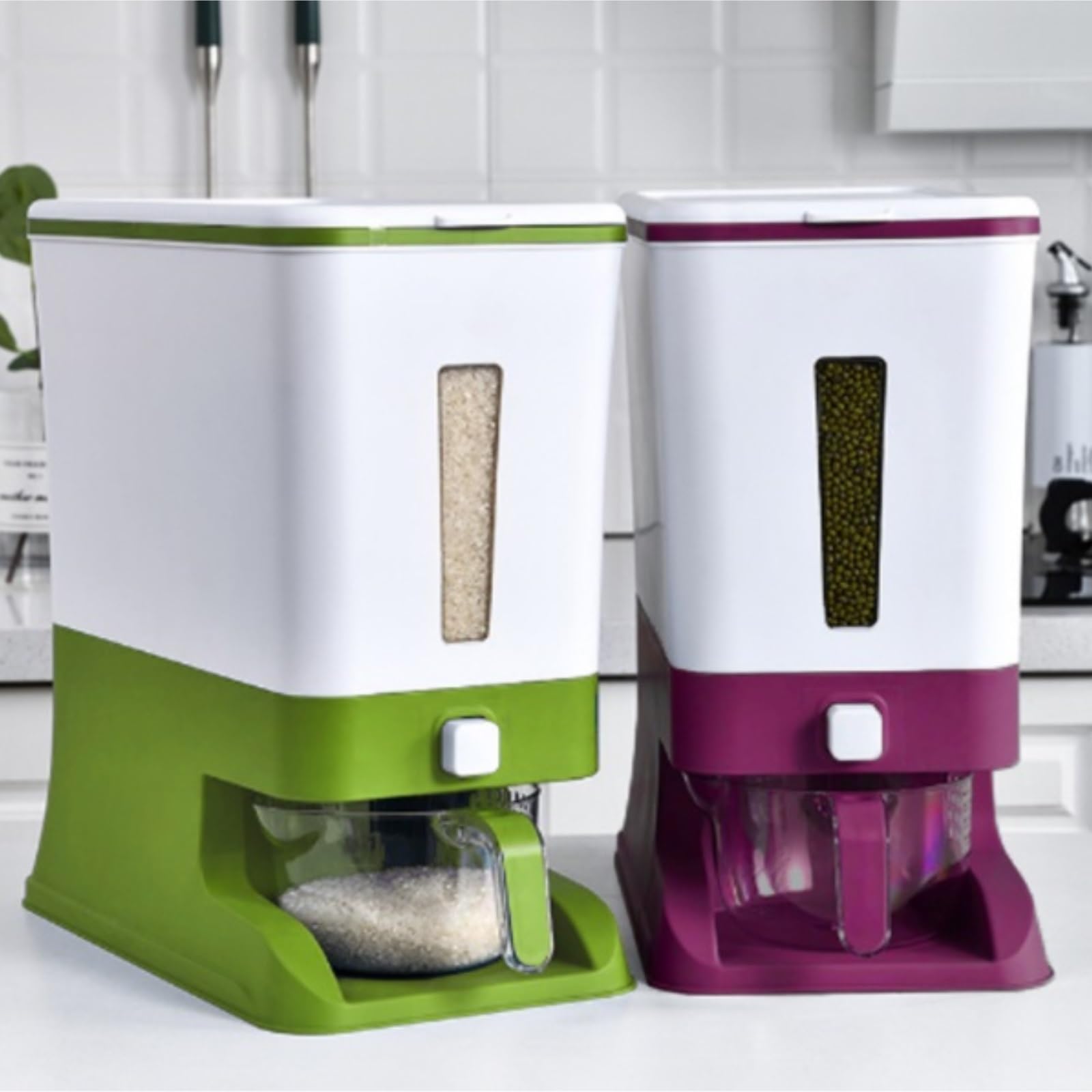 Müslispender Reisspender 8L Reis Spender Mit Deckel Lagerung Container Halter Dispenser Für Küche Küchen Reisbehälter(Grün)