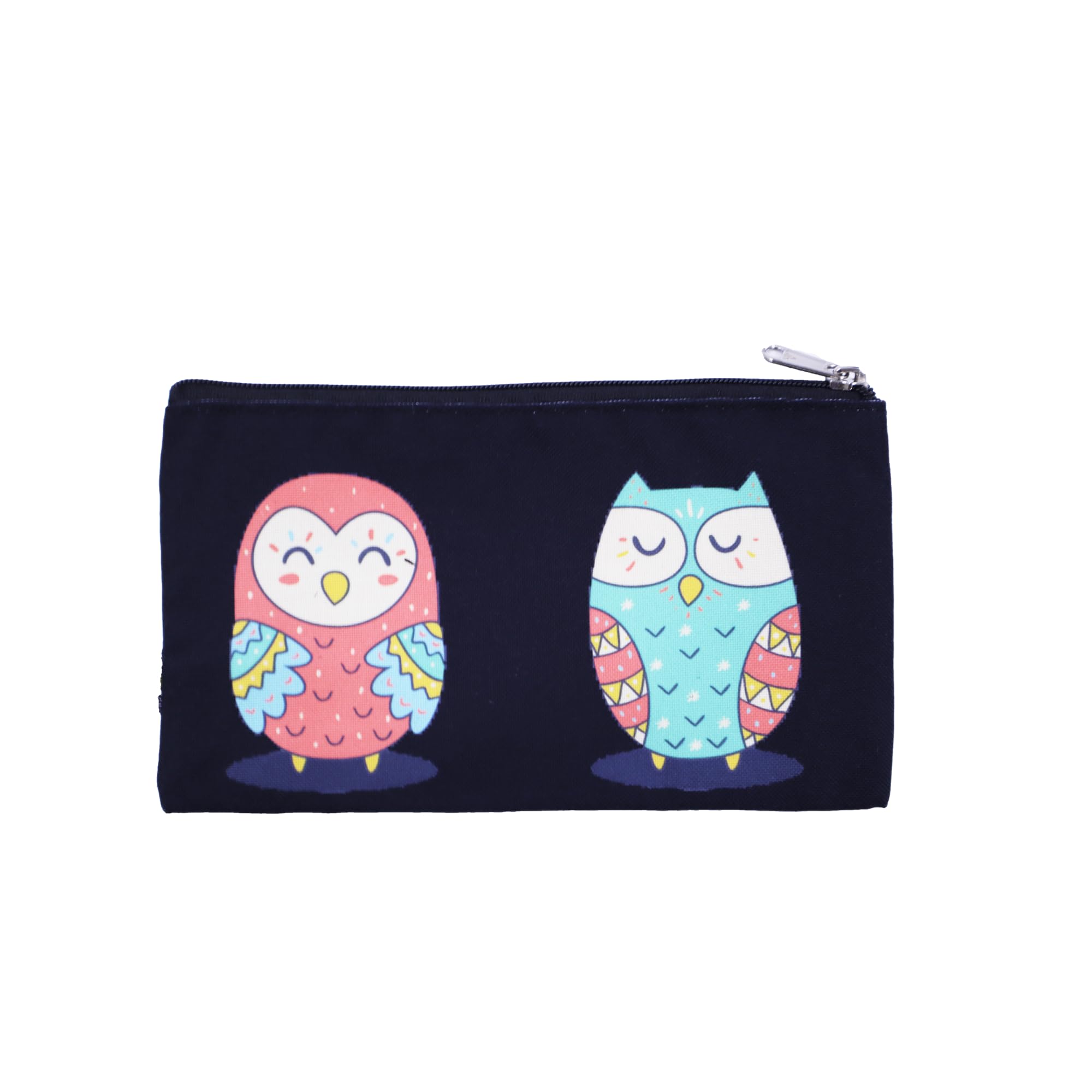 BRANDSFINITYTediline Makeup Pouch With Zipper, Printed Tribal Owl Design, 24 X 15 cm, Lightweight Travel Organizer Bag, Durable Cosmetic Bag for Makeup and Toiletries