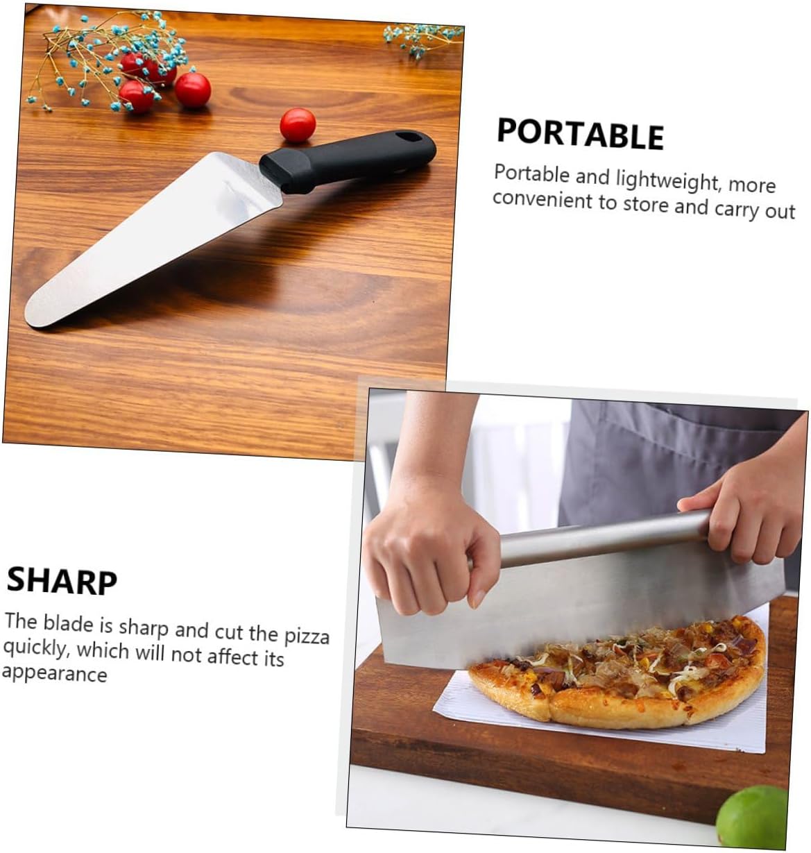 HANABASS Pizza Cutter and Pizza Transferring Tool Set 2pcs Stainless Steel Multifunctional Cutting Device with Pp Cover and Triangle Peel Kitchen Baking Tool for Home and Restaurant Use