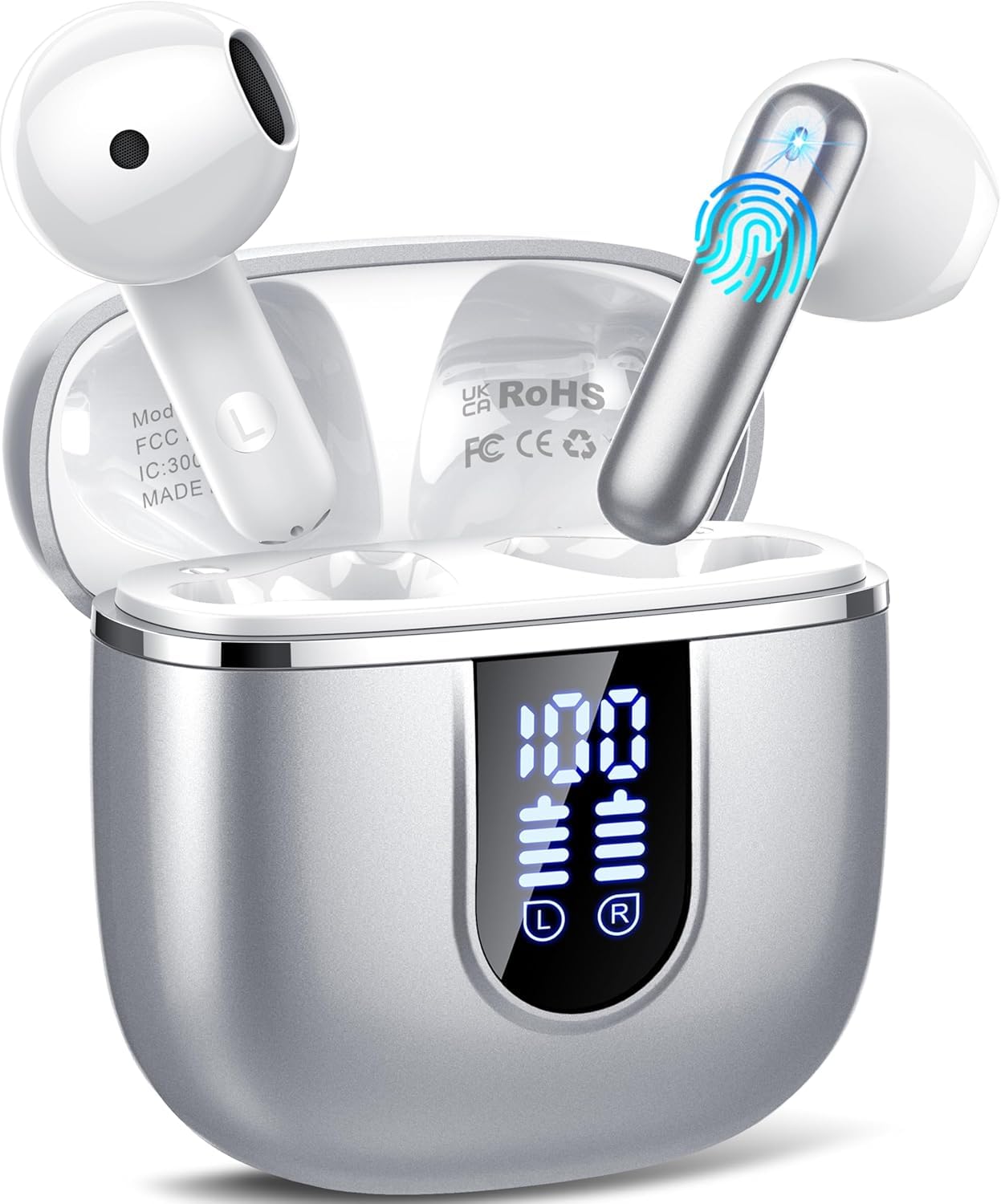 Auriculares Inalambricos Bluetooth 5.4, Auriculares Bluetooth con HiFi Estéreo, 40H Cascos Inalambricos Bluetooth con 4 HD Mic ENC Reducción de Ruido, Pantalla LED, IP7 Impermeable Audifonos USB-C — view 8
