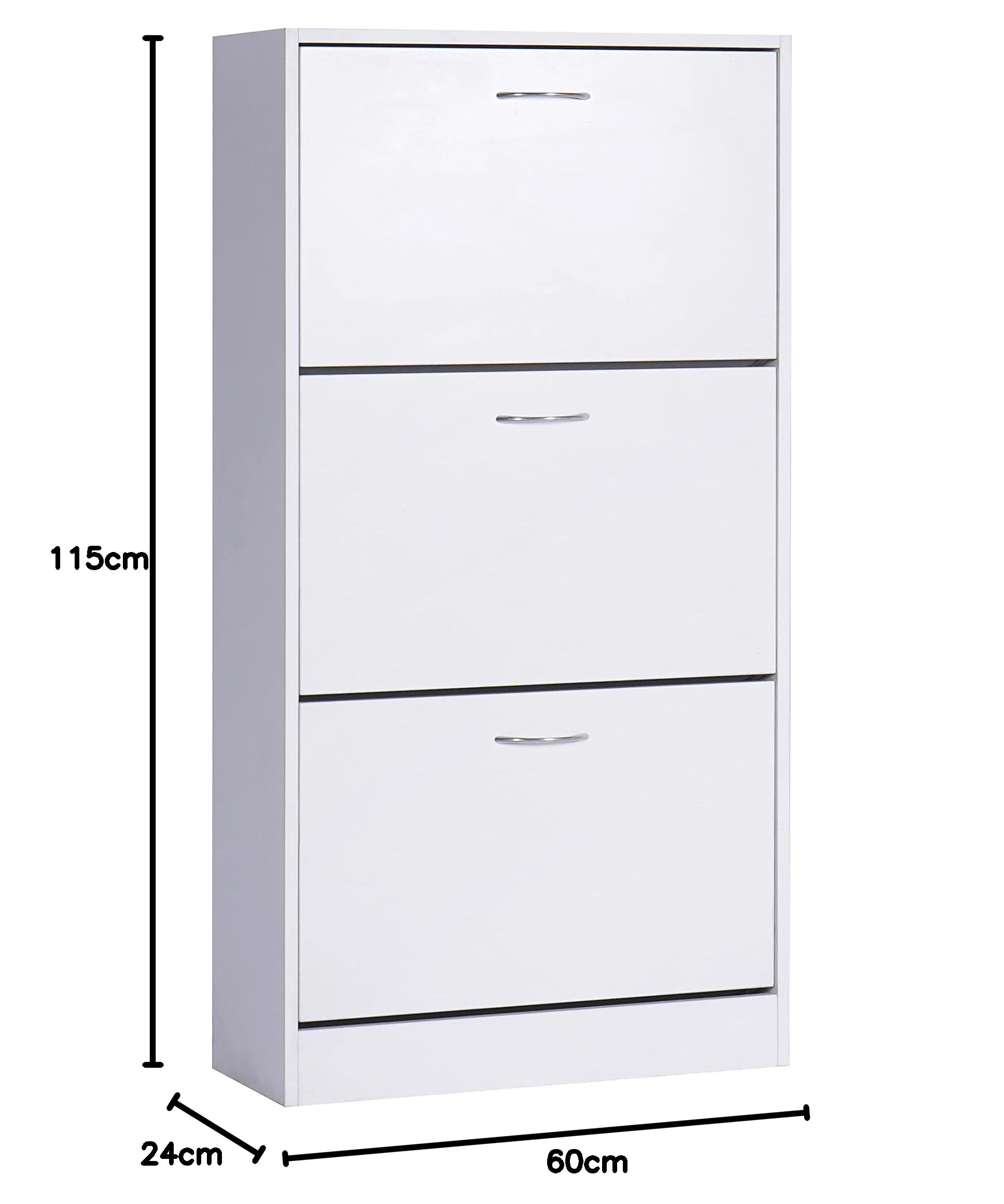 Giulia Grillo Scarpiera salvaspazio slim in legno Bianco, Scarpiera slim 3 ante salvaspazio da ingresso in legno, 60X24X115