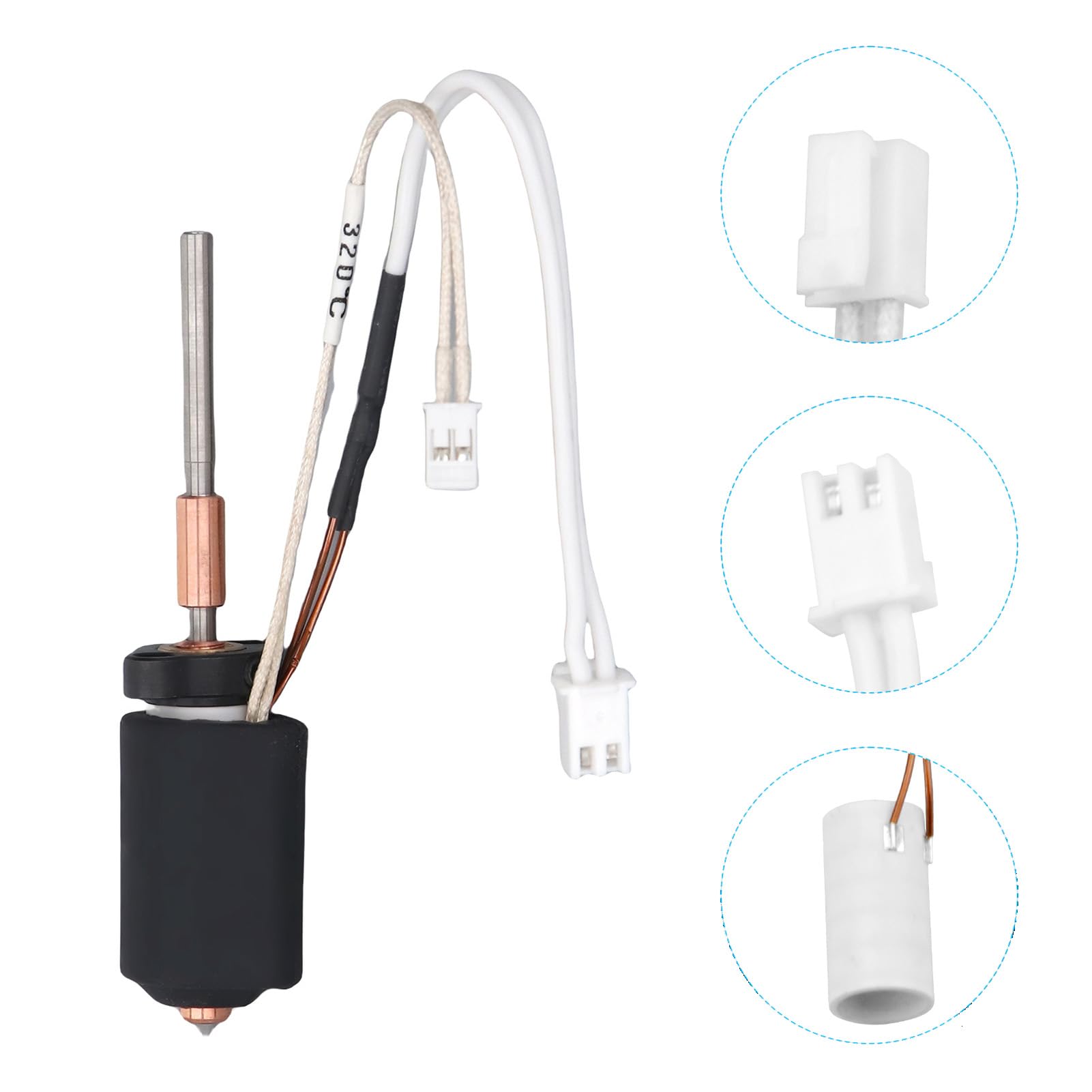 Zestaw ceramicznego hotendu grzewczego 360 stopni z dyszą ze stali hartowanej 0,6 mm, grzejnikiem 50 W, maksymalną temperaturą 300 stopni Celsjusza, przepływem 30 mm3 na sekundę - (Dysza 0,6 mm)