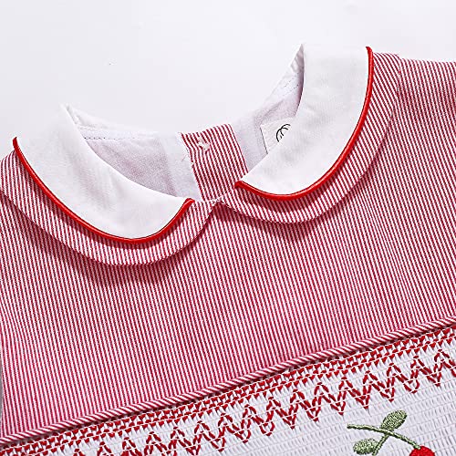 Pettigirl Girl Toddler Lovely Red Stripe Sleeveless Sundress Hand Embroidery Smocked Dress3