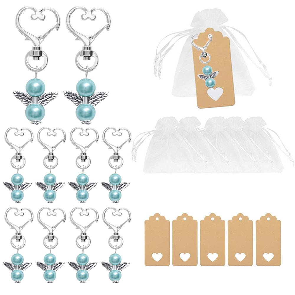 Lot De 30 Porte-clés Ange Gardien - Pendentifs Perle Et Cœur Pour Cadeaux