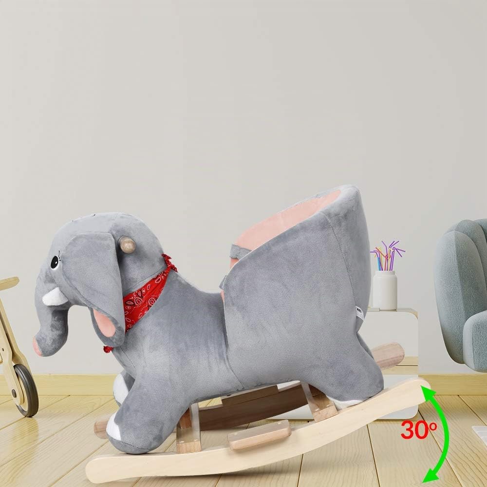 Spielwerk® Elefante Balancín Mecedora Bebe Animales de Juguete Peluches Felpa Suave Sonido Regalos Originales Bebes 1 Año Columpio Infantil