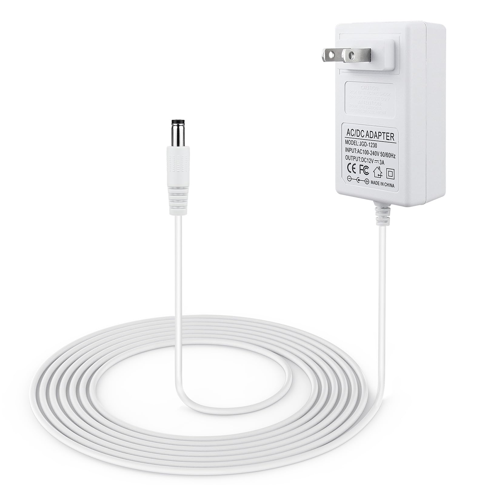 Cable de alimentación de 3 m para 4moms mamaRoo 4, cargador de 12 V 3 A para RockaRoo Baby Swing | Adaptador de CA, color blanco