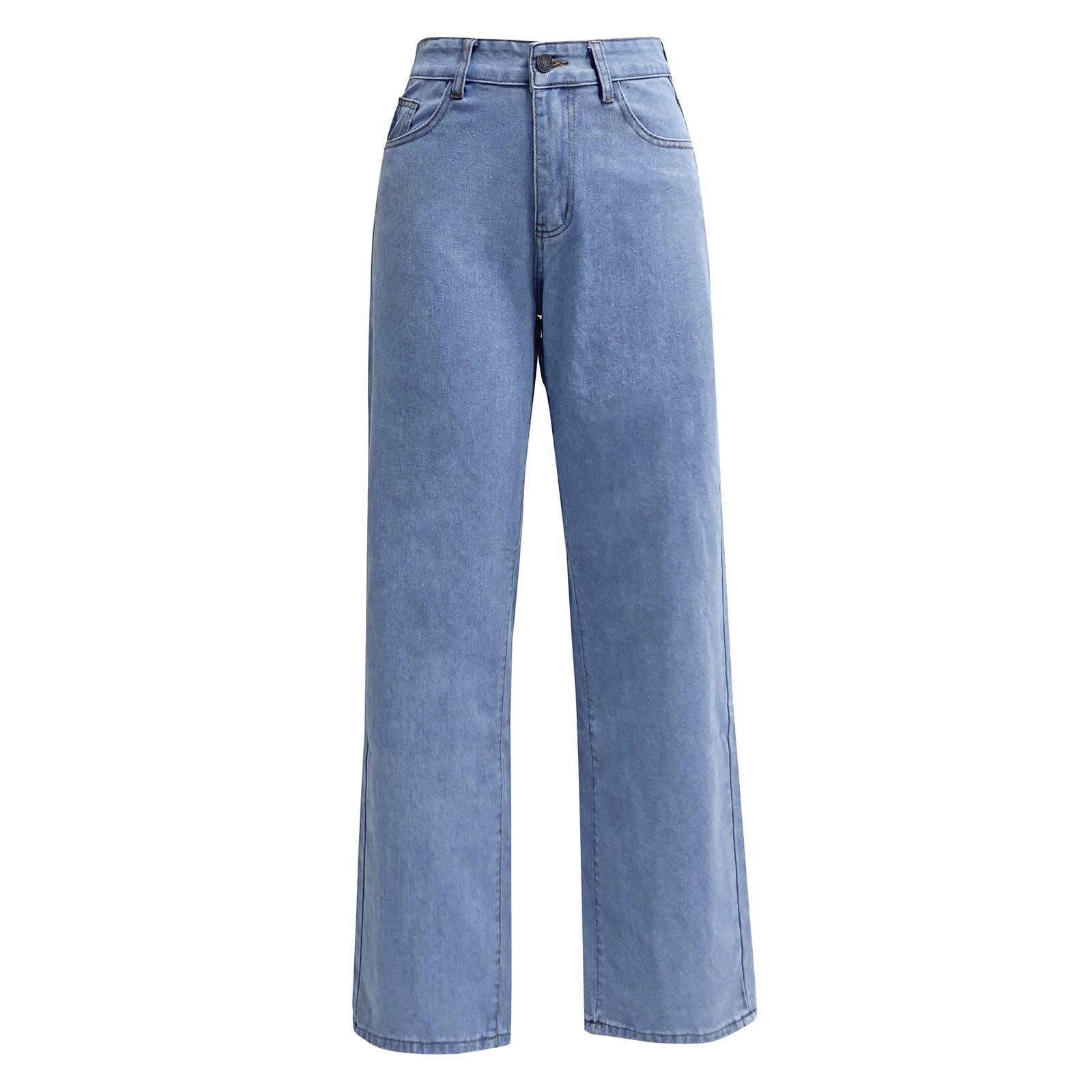 Générique Jean Femme Taille Haute Coupe Droite Straight Jeans Baggy Jambes Larges amincissantes avec Tous Les Pantalon Automne Hiver Elastique Classique en Denim Jean Coupe Boyfriend