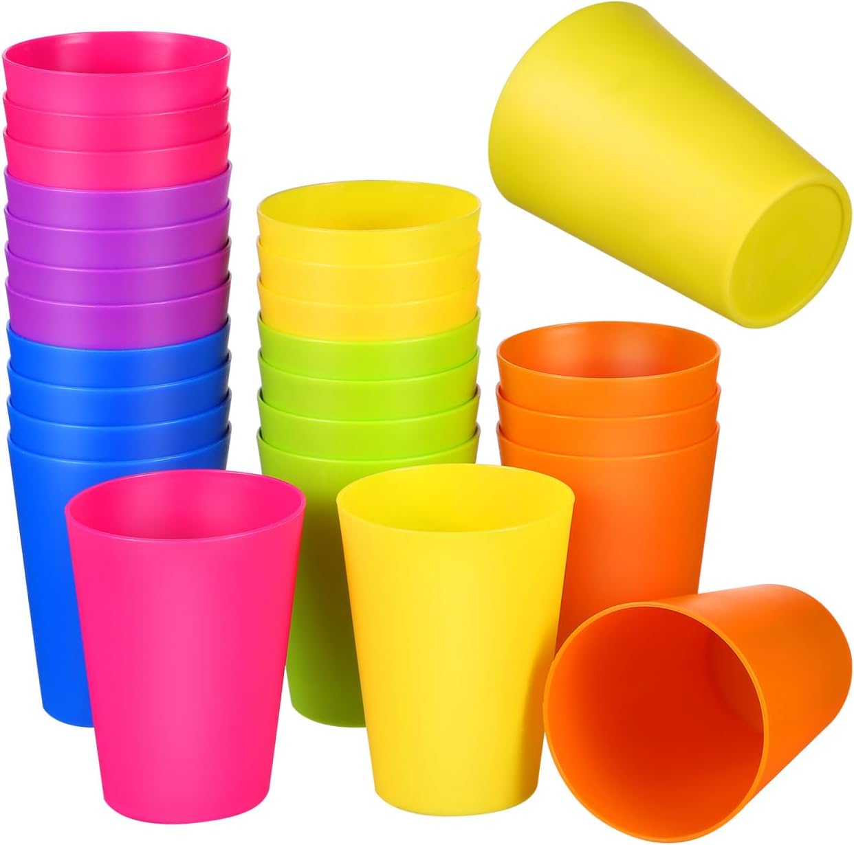 Cabilock 24 pcs Colorful Plastic Cups Reusable Drinking Cups for Party Supplies Picnic Bbq and Daily Beverage Serving Stackable Water Cups for Juice Milk Soda 3.14 X 2.36 X 2.36 in