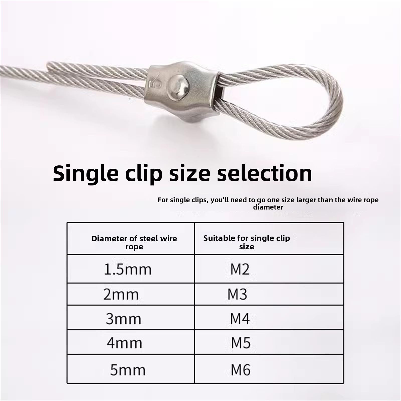 Serre-câble M6 for câble métallique de 5 mm, boulon simple/double