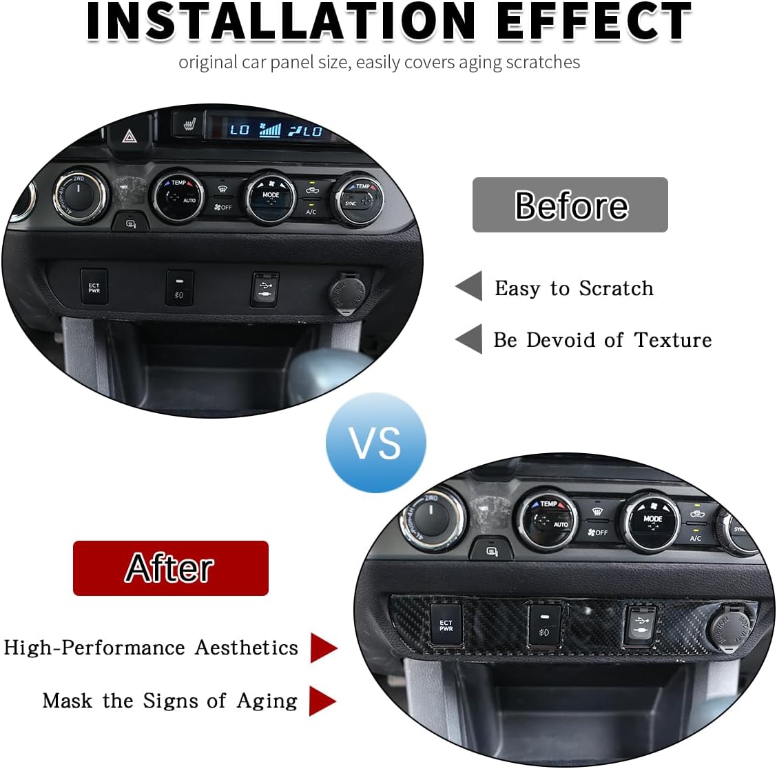 Car Center Console Cigarette Lighter Switch Button Sticker Real Soft Carbon Fiber Fit for Toyota Tacoma 2016-2020 Automobile Decoration Accessories (Cigarette Lighter Switch)