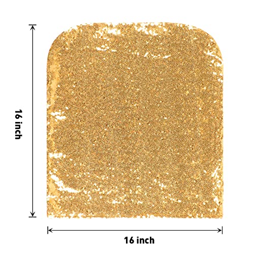 Squarepie Chair Back Covers, 10 Pcs Glitter Gold Sequin Chair Covers, Decorative Sparkly Chair Sashes Slipcovers For Banquet Wedding Party #TOP22