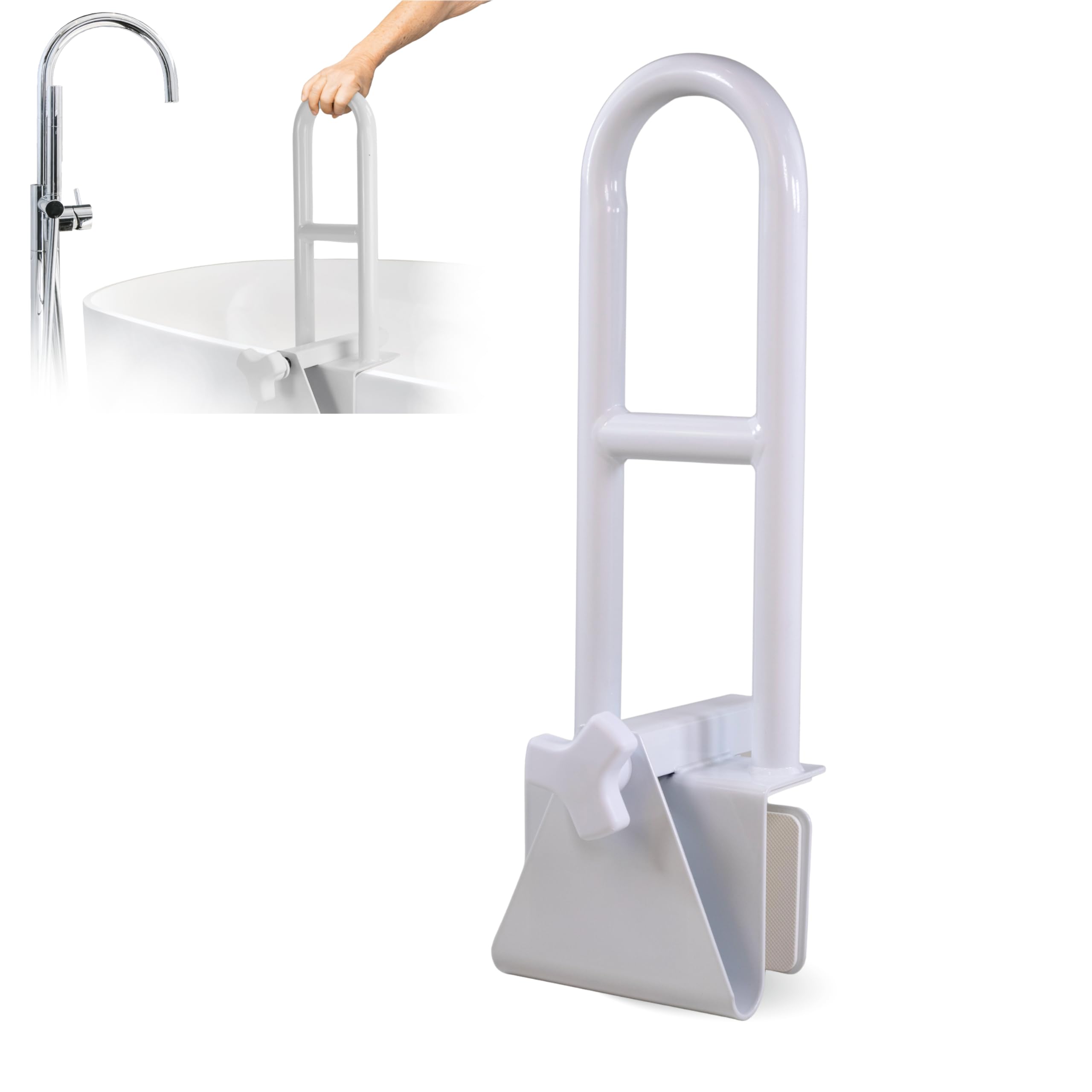 Mobiclinic®, Barre d'Appui Baignoire, Baignoires à Bords Lisses (4,5-13,5 cm), Poignée Ergonomique, Max. 100 kg, Usage Clinique et Domestique, Sûr et Fonctionnel, Mobibary