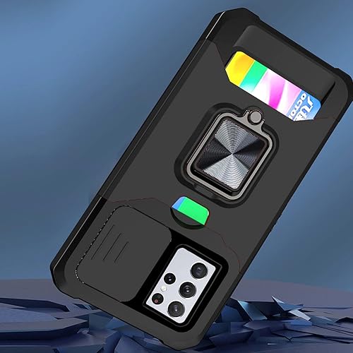 Miniatura 3 de Asuwish Funda compatible con Samsung Galaxy S21 Ultra Glaxay S21ultra 5G y protector de pantalla de vidrio templado, tarjetero con anillo duro,