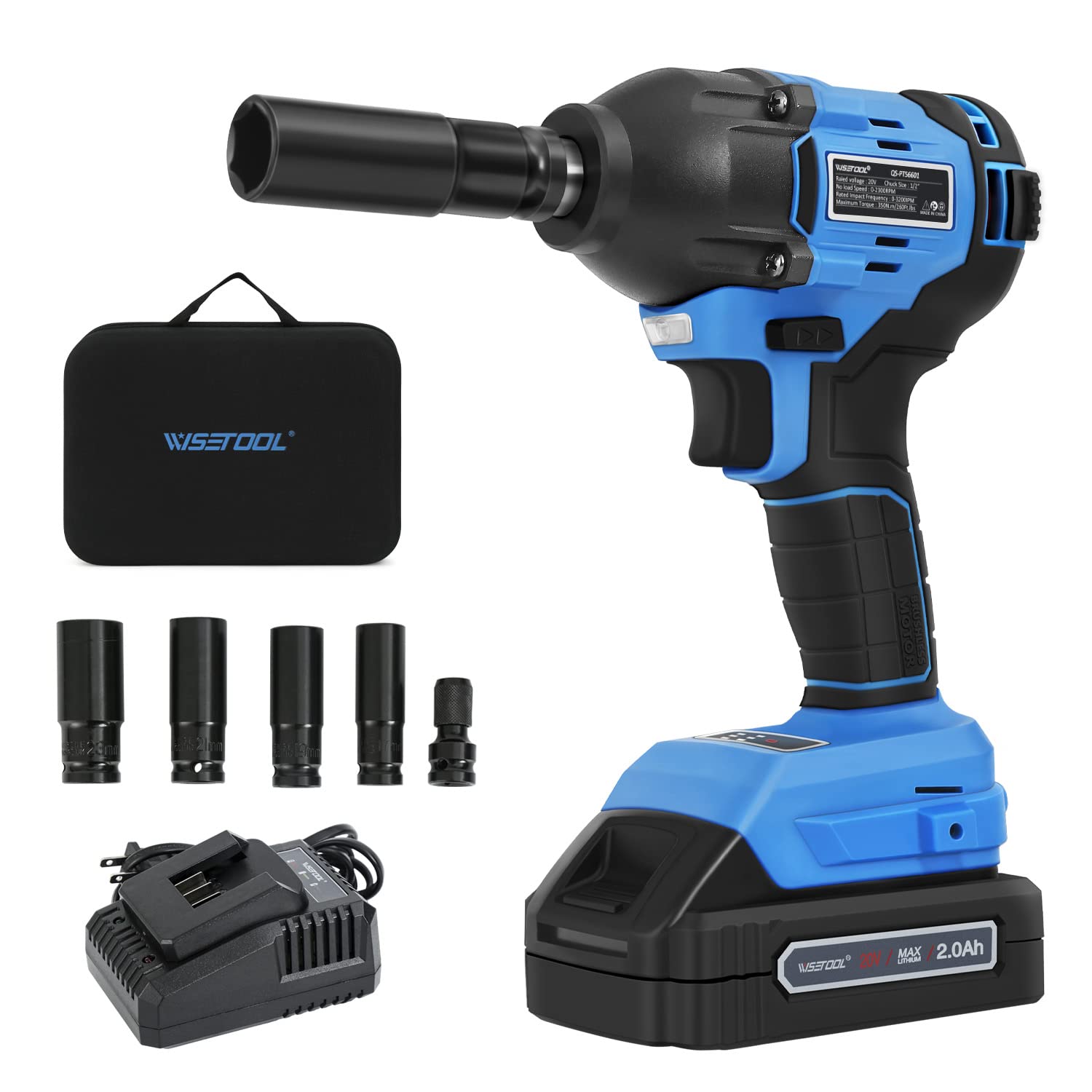 Buy WISETOOL 20V Cordless Impact Wrench 1/2 inch,Brushless Power Impact