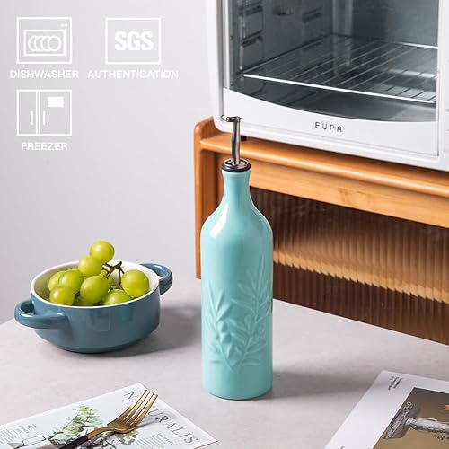 Miniatura 2 de Sweejar Botella dispensadora grande de aceite de oliva de cerámica, 24 onzas líquidas de aceite opaco que protege el aceite para reducir la