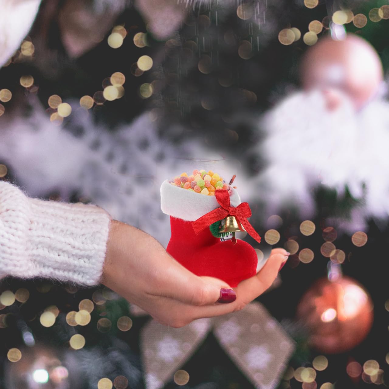 DEARMAMY 24 Stk. Teiliges Weihnachtsdeko Candy Boots Niedliche Stiefel Anhänger Langlebig und Sanft zum Befüllen mit Süßigkeiten und Kleinen Geschenken Festliche Weihnachtsstrumpf Deko