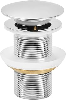 Pop Up Basin Waste, Click Clack Sprung Plug, Pop Up Sink Plug Sink Waste, Slotted Basin Waste for Bathroom Sink Wash Basins (Chrome)