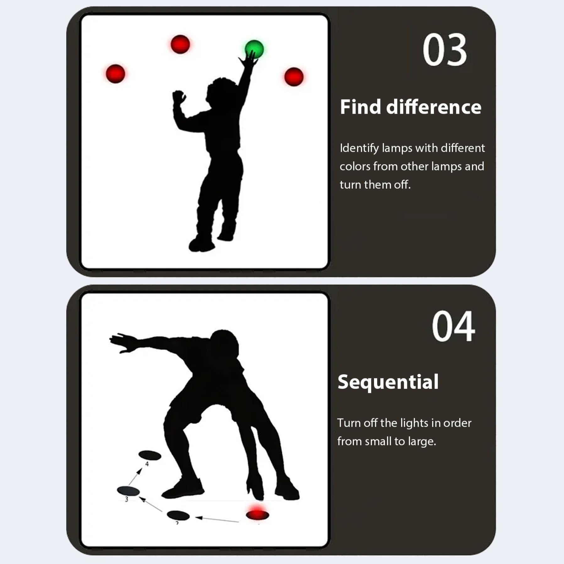 Gcroet 4 Unids/Set Luces de Entrenamiento de Reacciones, 4 Modos de Luces de Reacciones de Velocidad Entrenamiento con Carga USB para Fitness, Baloncesto, Fútbol..