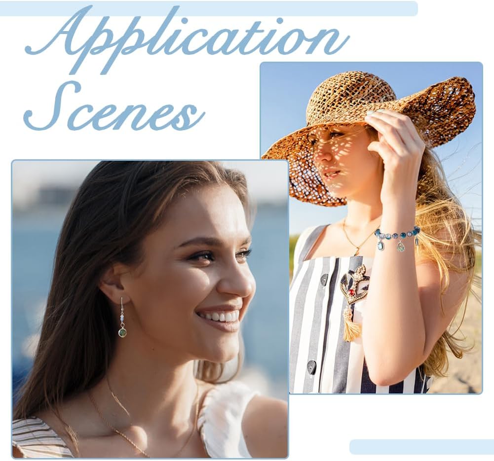 8Pcs 4 Styles Abalone Shell Charms Paua Shell Pendant Sea Shell Pendant with Copper Wire Wrapped Colorful Geometric Pendants for Earring Necklace Bracelet Jewelry Making - Image 7