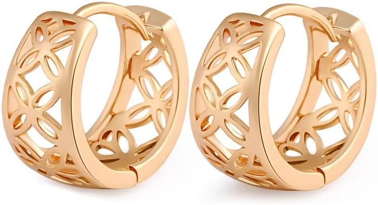 Amazon | 透かし模様 フラワー デザイン 14金仕上げ お洒落 フープ