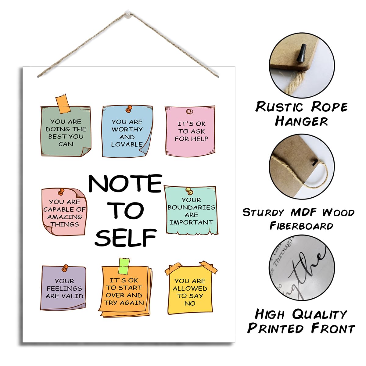 Green Office Decor Mental Health Gentle Reminders Mindfulness Posters Psychologist Gift Wood Decor Sign Positive Affirmations Wall Decor For Consultation Room Therapy Counseling Office Decorations